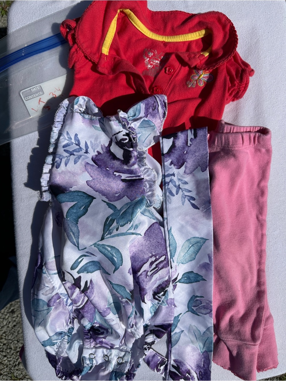 Girls' Purple Floral and Pink Bottoms Set(39)